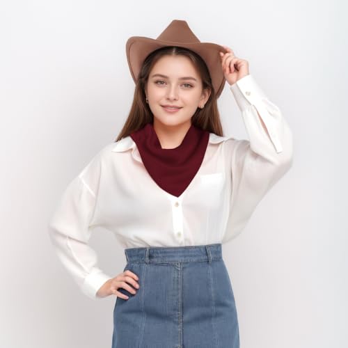 Pistha Satin Scarf Neck Scarf Square Bandanas Hair Handkerchief 27.5 inch - color: Wine Red