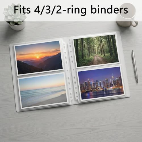 50 Pack 5x7 Photo Sleeves for 3 Ring Binder, Clear Protectors, 200 Pockets