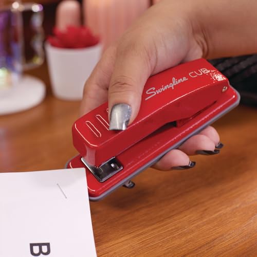 Swingline Stapler, Cub Compact Desktop Stapler, 20 Sheet Capacity, Metal, Rio Red (S701070) - color: Red