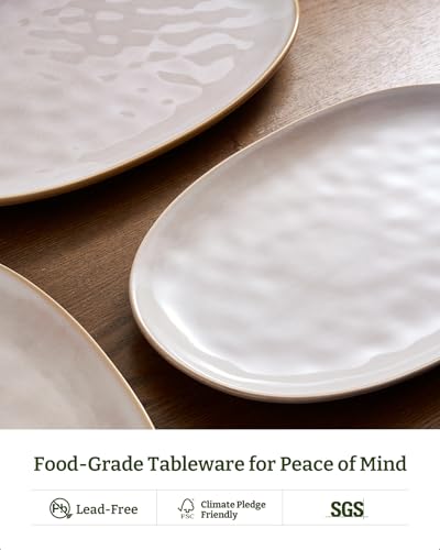 famiware Serving Platters Set of 3 Sizes - Oval, Cappuccino White - color: Cappuccino White
