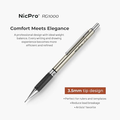 Nicpro 0.9 mm Art Mechanical Pencil Set in Storage Case, 3 PCS - style: 3 Pack (0.9mm)