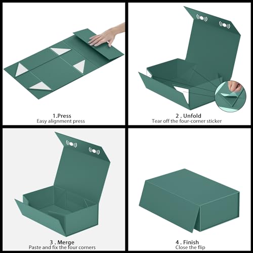RYDDOY Green Gift Box, 9.5x6x3'' Gift Boxes with Lids for Presents - color: Forest Green, size: 9.5 x 6 x 3 Inch
