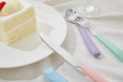 ANNOVA Silverware Set Stainless Steel Colorful Handle Tableware Kitchen Flatware Set Utensils, Includes Dinner Knives, Forks, Spoons, Salad Forks & Dessert Spoons (Pastel Mix, 20 Pieces) - color: Mixed Pastel 20Pieces
