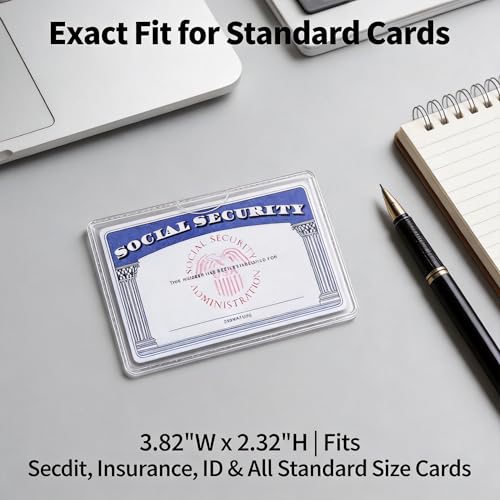 10 Pack Horizontal Waterproof PVC Social Security Card Holder Sleeves 3.82" x 2.32", Clear Protectors for ID, Credit, Insurance Cards, Flexible Covers Resist Dust & Moisture