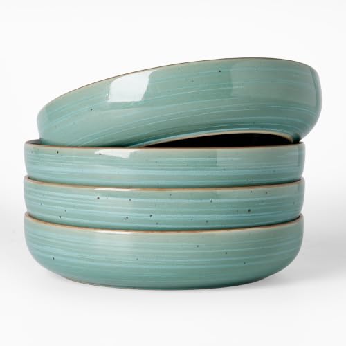 famiware Meteor 33 oz Pasta Bowls Set of 4, Peacock Green - color: Peacock Green, size: Set of 4