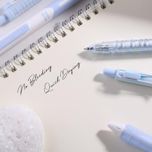 10PCs Pastel Gel Ink Pen Set,Retractable Black Ink Pens 0.5mm Fine Point - color: Blue