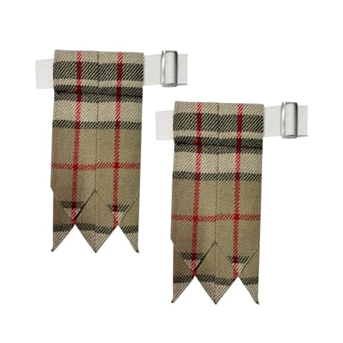 Men's Men's Tartans Kilt Flashes with Heavy Buckle Elastic Adjusters Fit - color: Campbell Thomson