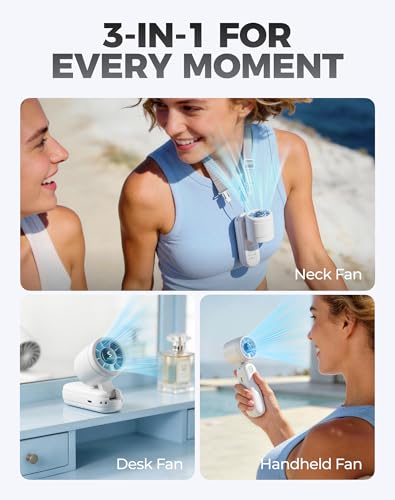 Diveblues Mini Portable Handheld Turbo Fan 27ft/s, 4000mAh Battery - color: Pearl White