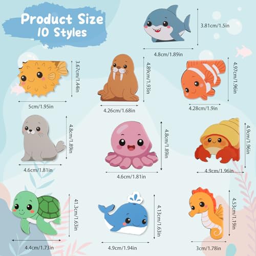 10 Pcs Magnetic Bookmarks, Cute Marine Animals Page Markers for Reading - color: Marine Animals