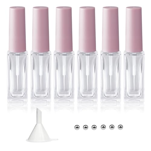Nail Art Liner Empty Bottles 7ML, 6 Pack Empty Blooming Nail Polish Bottles with Brush & Mixing Balls & Funnels for Nail Decoration DIY Art (Not for Gel) (PINK) - color: PINK