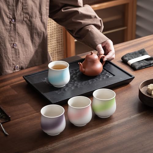 4-Oz Ceramic Espresso Cups Set - Multi-Color, Handle-Free Design for Home & Cafe | Dishwasher-Safe Stoneware Cups (Kiln turning green, 2) - color: Kiln turning green, size: 2