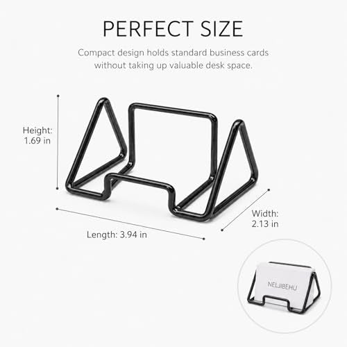 Business Card Holder for Desk, Black Business Card Display Stand - color: black