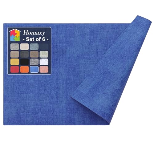 Homaxy PU Faux Leather Placemats for Dining Table, Set of 6, Sea Blue - color: Sea Blue