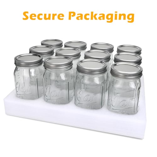 Accguan 12Pack 32oz Wide Mouth Mason Jars with Lids, Air Tight, Food Grade