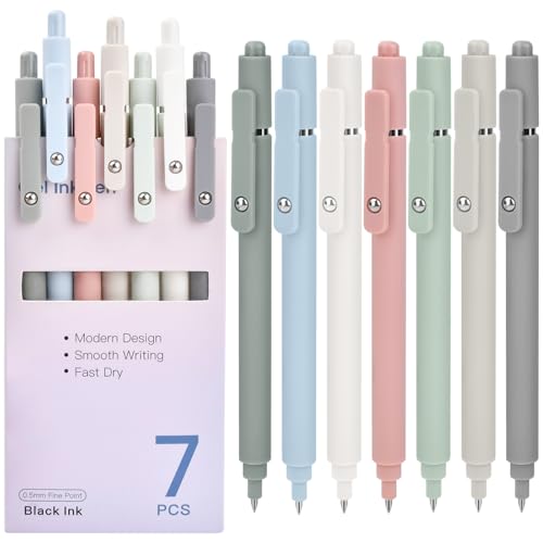 Stocking Stuffers for Women Teen Girls: 7 Pcs Gel Pens 0.5mm Black Ink Pens - color: Multicolor