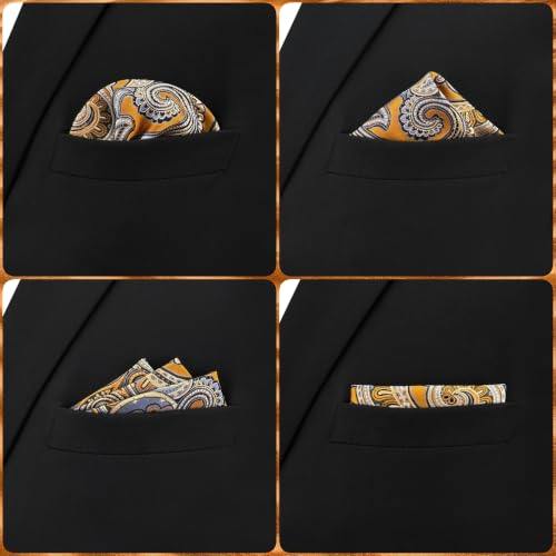 S&W SHLAX&WING Mens Pocket Square Paisley Multicolor Large for Business Wedding - color: Kkh6