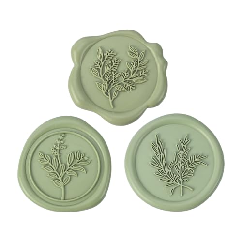 60Pcs Sage Green Wax Seal Stickers Set (3 Designs in 1 Pack) - Floral Botanical Adhesive Seals for Wedding Invitation Envelope Seal Stickers Gift Wrapping - color: Sage Green