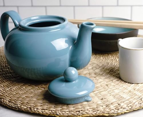 RSVP International Stoneware Teapot Collection, Microwave and Dishwasher Safe, 16 oz, Turquoise - color: Turquoise, size: 16 oz