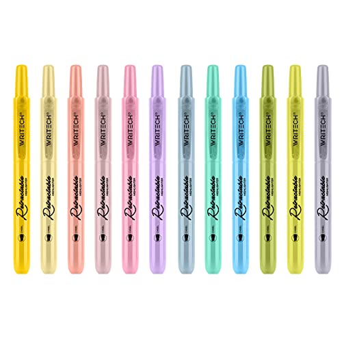 WRITECH Retractable Highlighters Bible Set: Pastel Colors Chisel Tip 12ct - color: Bible Set, size: 1 Count (Pack of 12)