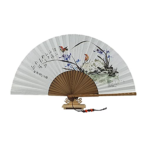 DAILY SSUUP] O-juk-sseon Hand Folding Fan - Korean Tradition Fan Korean Paper Bamboo Frame Folding Fan, Portable Hand Folding Fan, use as Oriental Interior Accessories (NAN-CHO) - color: Nan-cho