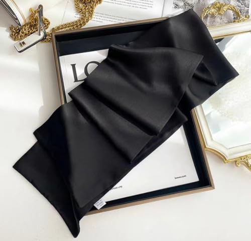 ANDANTINO 100% Silk Scarf for Women 59”*6.3” Long Shawls for Headscarf and Neck- Oblong Hair Wraps with Gift Packed - color: Solid Color-black