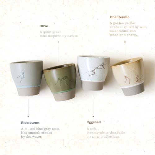 Jottings Retro Cute Handleless Japanese Tea Ceramic Cup 6.5 oz, Set of 4 - color: bridal shower/housewarming gift