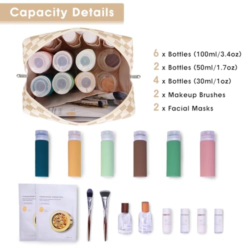 Narwey Makeup Bag Travel Toiletry Bag, Cosmetic Bag for Women Girls - color: YB-Light Checkerboard, style: Large