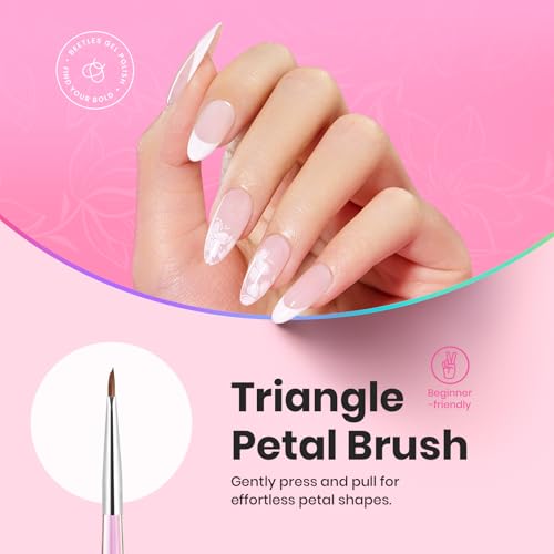 Beetles Nail Art Brushes Set for Gel Polish 3 Pcs Nail Art Design Pen - color: C-Pink-3