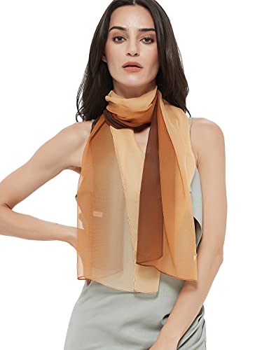 PANTONIGHT Long Chiffon Sheer Scarf Gradient Shaded Colors Lightweight Scarf For Womens - color: Color 081