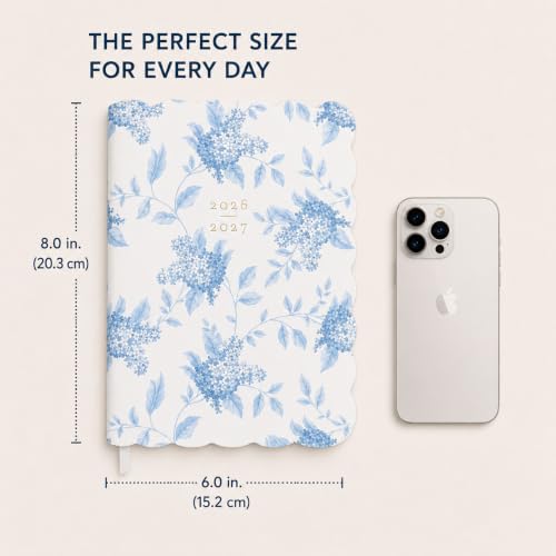 Laura Ashley Academic Planner Hardcover Agenda Jul 2026-Dec 2027, 6"x8" - color: White Blue Floral