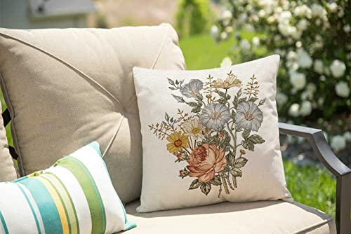 Solekla Chamomile Roses Rustic Farmhouse Decorative Throw Pillow Cover Square Cushion Case for Home Sofa Couch Decoration 18 x 18 Inches - color: Sl196