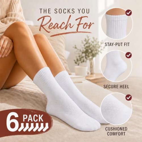 Forever Bambe Mini Crew Socks for Women 4-Pack Cushioned Bottom Retro Striped Socks - Athletic Women's Short Calf Sock - color: 6 - Solid White