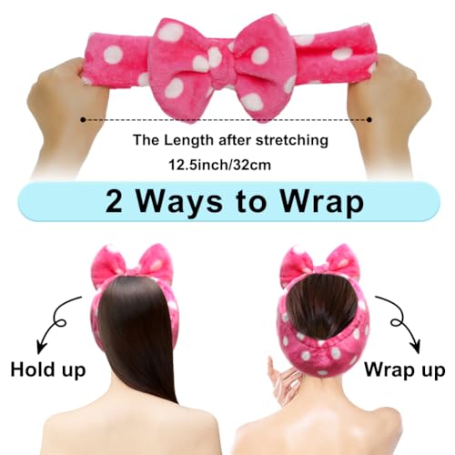 Shintop Sweet Super Soft Caroset Polka Dots Wash Cosmetic Headband Hairlace (Rose Polka dots) - color: Rose Polka Dots