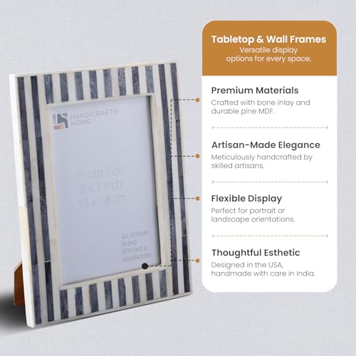 Handicrafts Home Handmade Neutral Bone Inlay Grey & White Picture Frame,6x4 - color: KAYALA-SAJE, size: 5X7