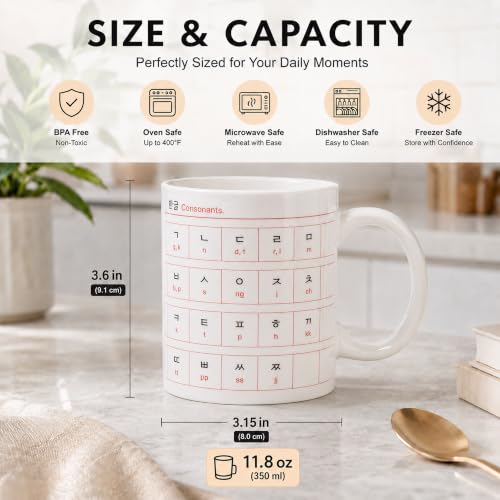 BICETTO Hangul Coffee Mug - Korean Alphabet Cup, K-Pop Gift Manuscript - color: Square Manuscript