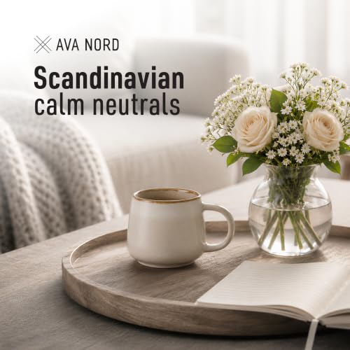 Ava Nord Small Stoneware Ceramic Coffee Mugs Set of 4-6 oz - Rose Sand - color: Rose Sand, size: 6 Oz