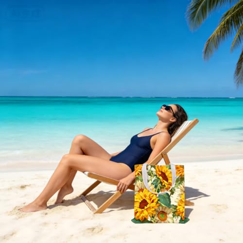 Aesthetic Canvas Tote Bag for Women,Tote Bag,Reusable Shopping Bags - color: Sunflower B