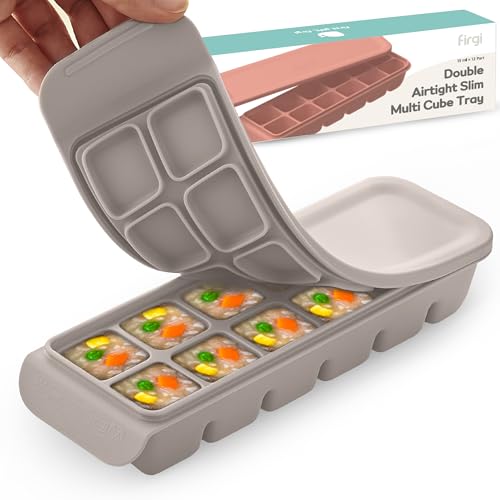 0.7 oz/12 Sections Silicone Ice Cube Freezer Tray with Lid, 100% Food-Grade Platinum Silicone,Leak Resistance & Dishwasher Safe for Baby Food Prep,Breast Milk,Purees - Korean Made, Gray - color: Gray, size: 0.7oz/12ct â 1 Pack