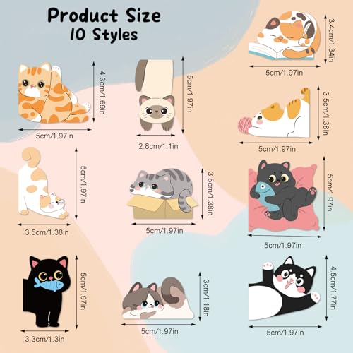 10Pcs Magnetic Bookmarks, Cute Cat Bookmarks - color: Cat