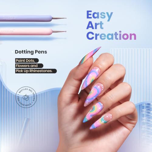 Beetles Gel Polish Nail Art Brushes, 6 Pcs Fingernail Art Design Pens - color: A-Multicolor-6