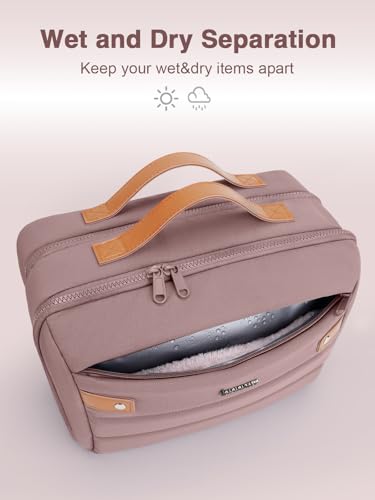 Women's Hanging Toiletry Bag, Waterproof Travel Cosmetic Organizer with Jewelry Storage, Large Capacity Makeup Case for Full-Size Skincare & Bathroom Essentials, Portable Cosmetic kit, Dark Purple - color: Dark Purple