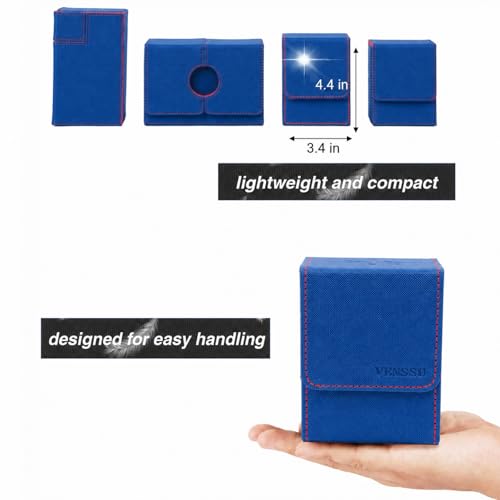 Venssu MTG Deck Box with Commander Display Window (Blue&Red, 1 window) - color: Blue and Red