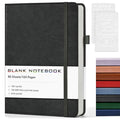 Journal Notebook, A5 Leather Hardcover Blank Sketchbook, 160 Pages, 180° Lay-Flat Binding, 100 GSM Thick Paper, for Sketching, Drawing, Art Journaling & Creative Writing (Black) - color: Black, size: Plain