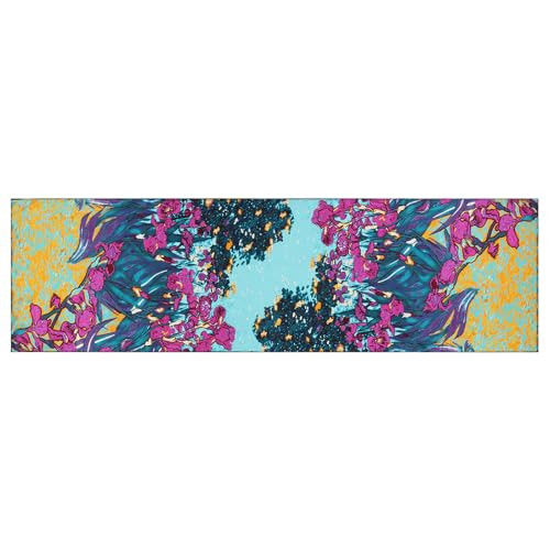 JWSilk Long Charmeuse Silk Scarf Classic Art Print - color: Purple Iris By Van Gogh