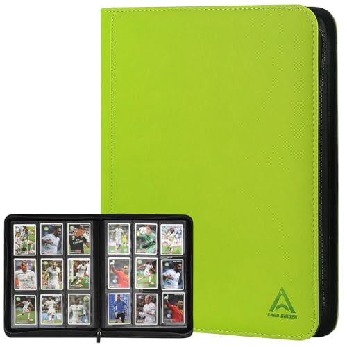 9 Pocket Card Binder - 540 Capacity with Zip Closure Premium, Double-Sided,Sturdy & Sleek PU Leather Protector for MTG, TCG, Sport & Collectible Cards (Grass green) - color: Grass green