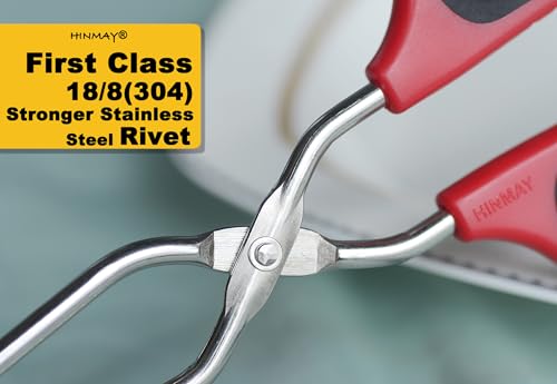 HINMAY 12" 16" Extra Long Stainless Steel Kitchen Scissor Tongs Set (Red) - color: Red, size: 12" 16"
