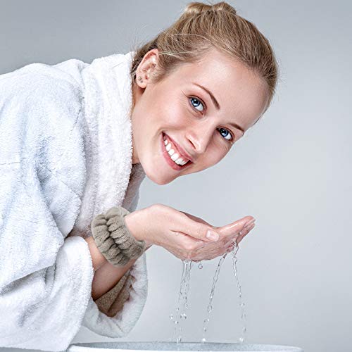 Chuangdi 4 Pairs Wrist Bands for Washing Face Microfiber,Stylish Colors - color: Stylish Colors