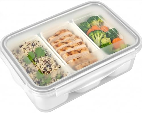 carrotez 3 Compartment Food Container - 4.64 Cup (1100ml) - color: White, size: 3 Compartment (4.6 Cup)