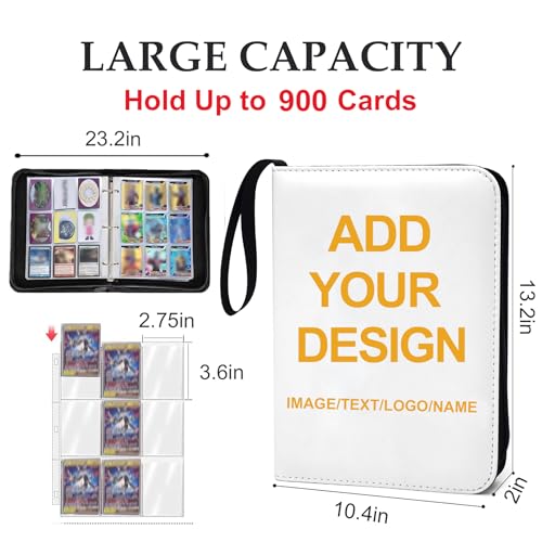 900 Pockets Custom Card Binder, Portable Waterproof PU Storage Album,VW72 - color: A-Custom-900