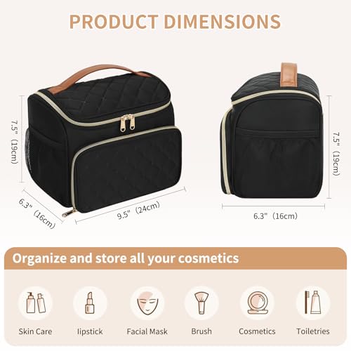 CUBETASTIC Travel Makeup Bag, Large Makeup Case Organizer, Cosmetic Storage - color: Black